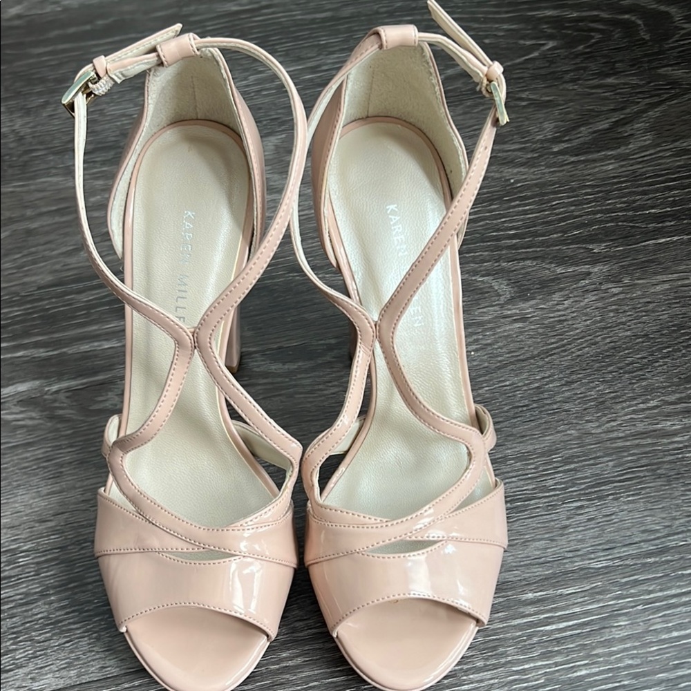 Brand New! Karen Millen Pink Satin Heels with Ankle Straps